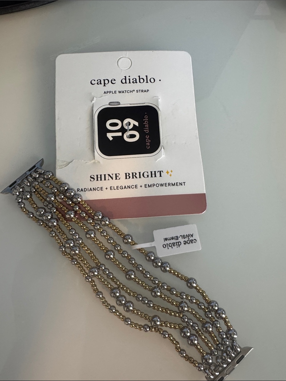 cape diablo Two-Tone Beaded Apple Watch Strap - Gold & Silver- NEW with tags